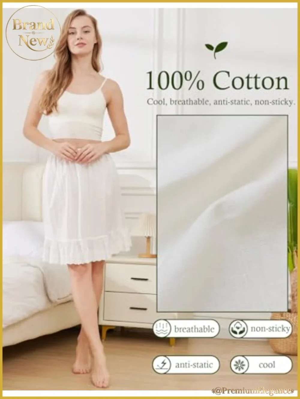 Women's Cotton Half Slip with Lace Embroidery Underskirt